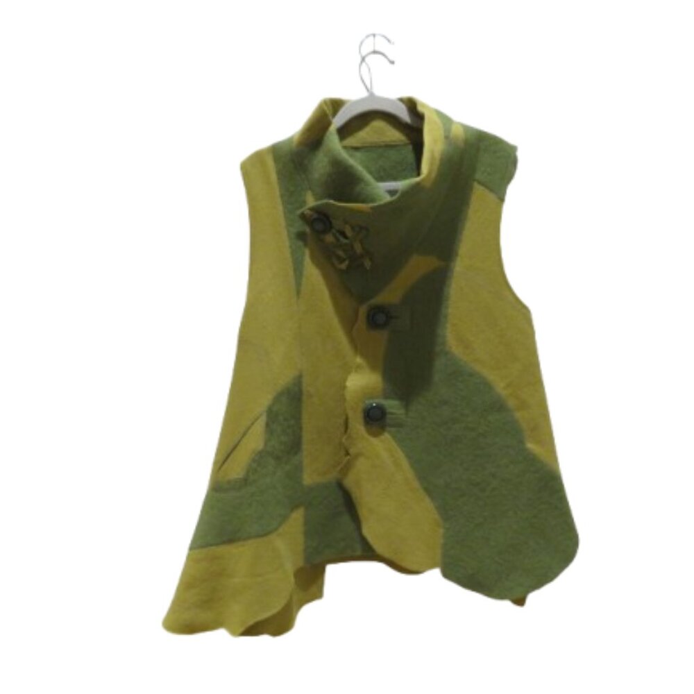 HANDMADE Artsy Boho Hippie Festival Patchwork Boiled Wool Vest Forest Fairy